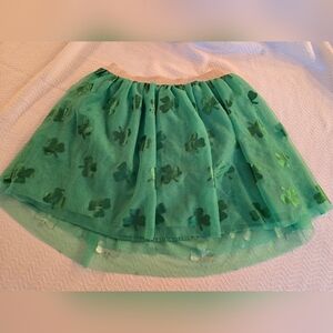 Cat & Jack Green Tulle Skirt with Clover Design XL Runs Big